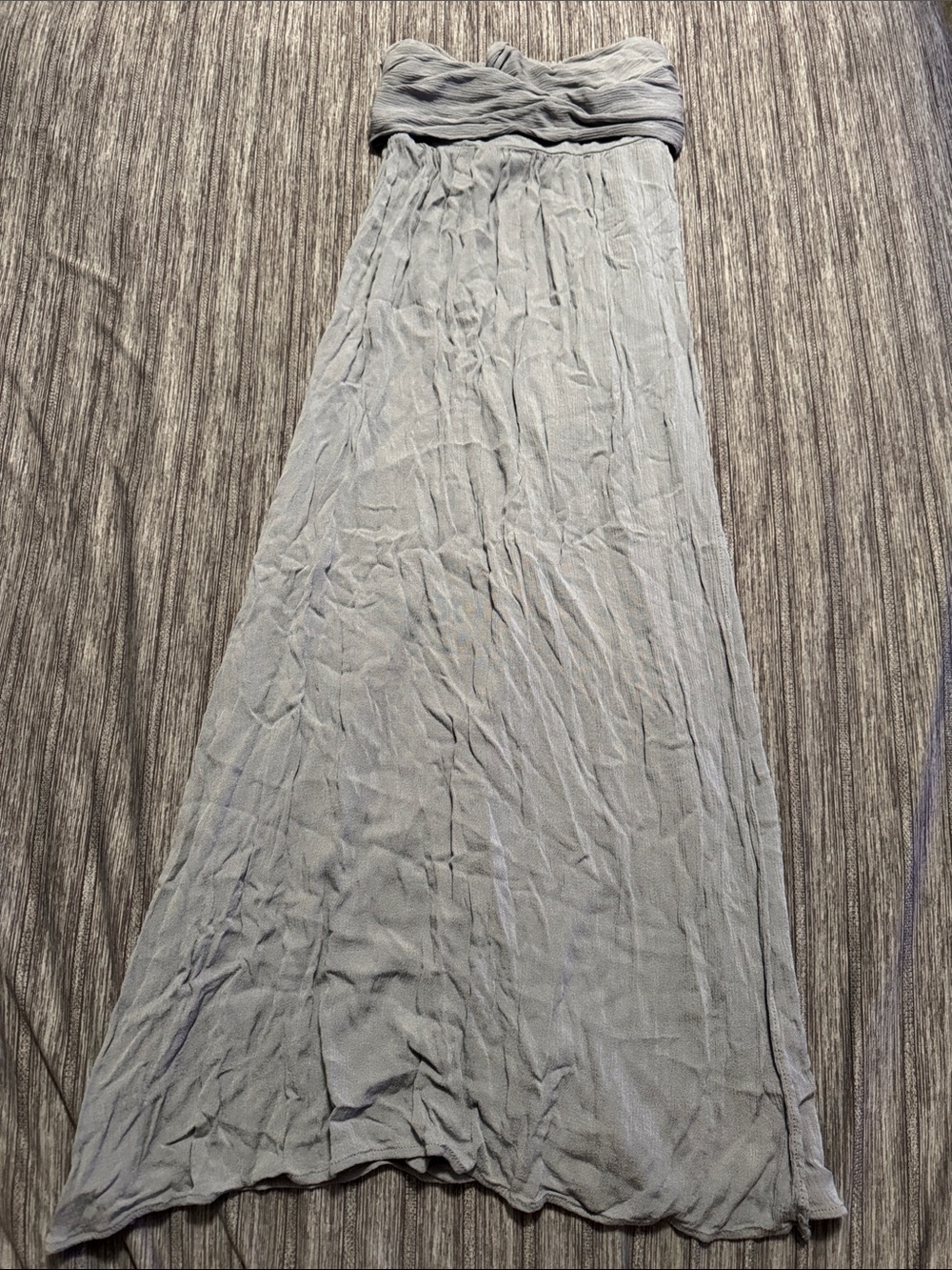 Light Gray Women's Maxi Skirt - Elegant Fold-Over Waist